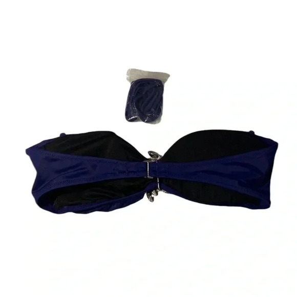 Victoria's Secret CRYSTAL BROOCH Bikini Top NAVY BLUE Bling Flower Accent medium - Picture 3 of 8